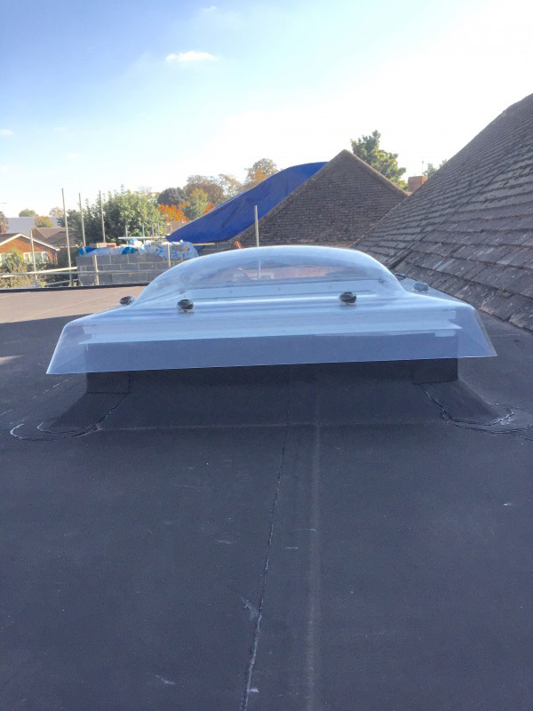 Velux Skydome installed with an EPDM rubber roof